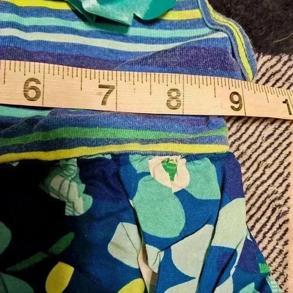 Youngland Girls Blue and Green Sleeveless Striped Floral Sundress Size 4 - Picture 9 of 10
